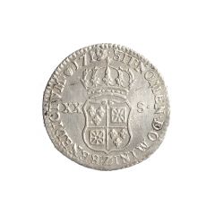 Louis XV, 1/6 Ecu de France-Navarre 1719 Z Grenoble, Argent, TTB+, Gad.295