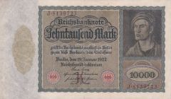 Allemagne, 10000 Mark 19.1.1922, TTB+, Pick 70