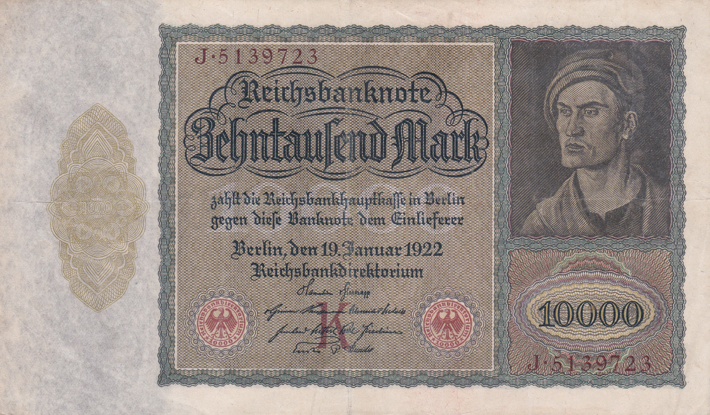 Allemagne, 10000 Mark 19.1.1922, TTB+, Pick 70